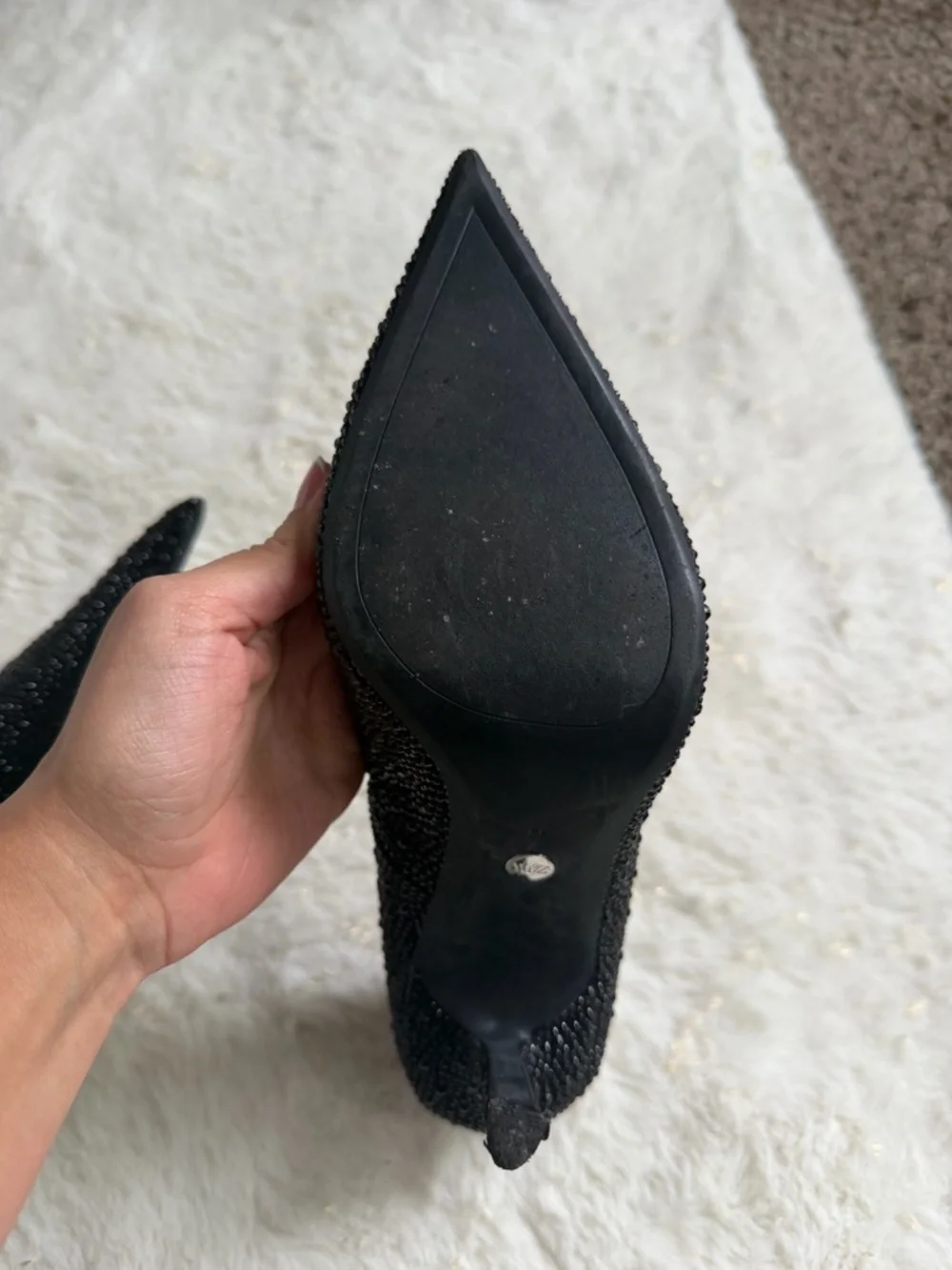ZARA Black Crystal-Embellished Pointed Toe Heels